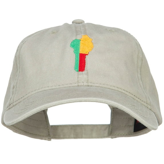 Benin Map Flag Embroidered Washed Cap - Stone OSFM