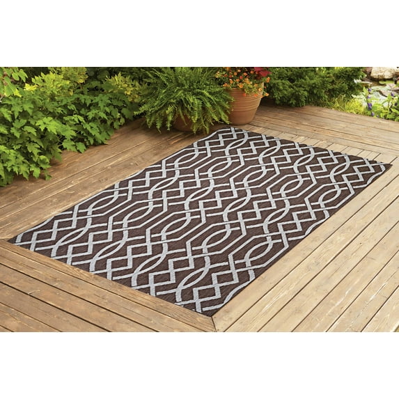 Benissimo Contemporary Indoor / Outdoor Area Rug RIBON Collection I 5x7 I Brown
