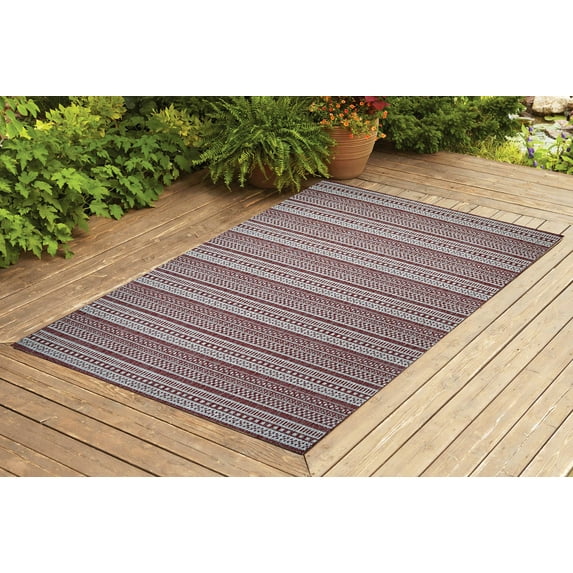 Benissimo Contemporary Indoor / Outdoor Area Rug STRIPES Collection I 5x7 I Brick