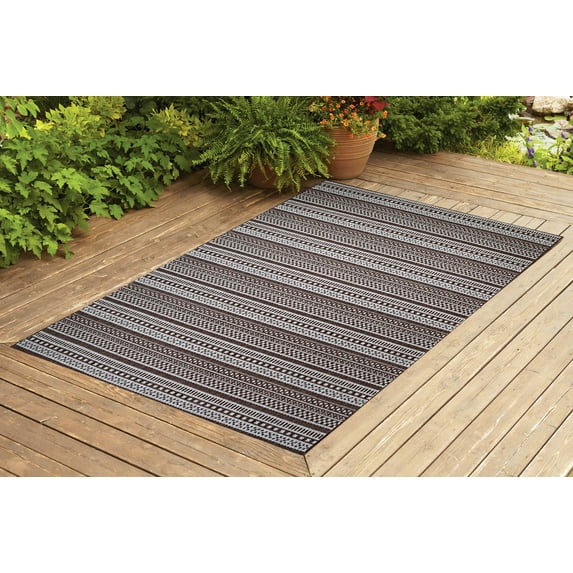 Benissimo Contemporary Indoor / Outdoor Area Rug STRIPES Collection I 6x9 I Brown