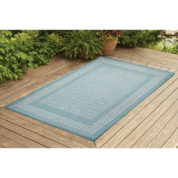 Benissimo Contemporary Indoor / Outdoor Area Rug TILE Collection I 5x7 I Turquoise