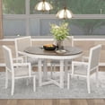 thumbnail image 1 of Benita 5pc Dining Set Extendable Table 4x Side Armrests Chairs - Brown+White, 1 of 31