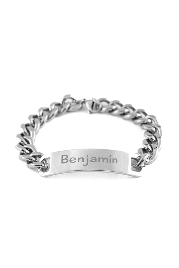 Benjamn Gifts - Personalized Cuban Link Bracelet for Men - Custom Stainless Steel Jewelry for Him