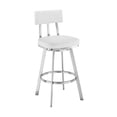 thumbnail image 1 of Benjamin 26" Swivel Counter Stool in Stainless Steel with White Faux Leather, 1 of 6