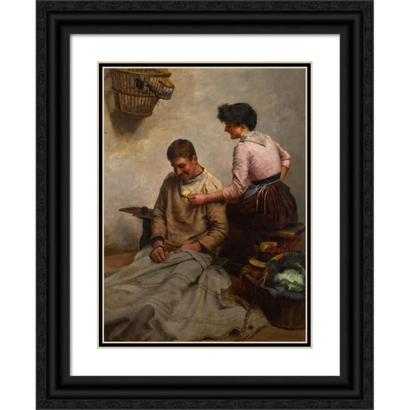 Benjamin Arthur Bateman 19x24 Black Ornate Framed Double Matted Museum Art Print Titled: Marriage (1887)