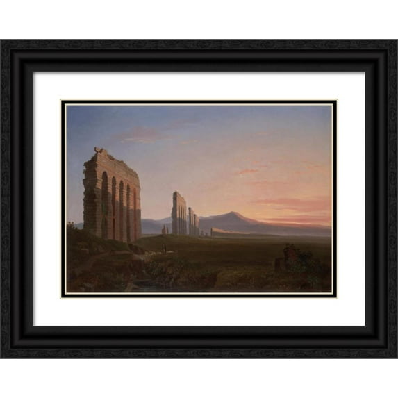 Benjamin Champney 24x18 Black Ornate Framed Double Matted Museum Art Print Titled: View of the Roman Campagna (1846)