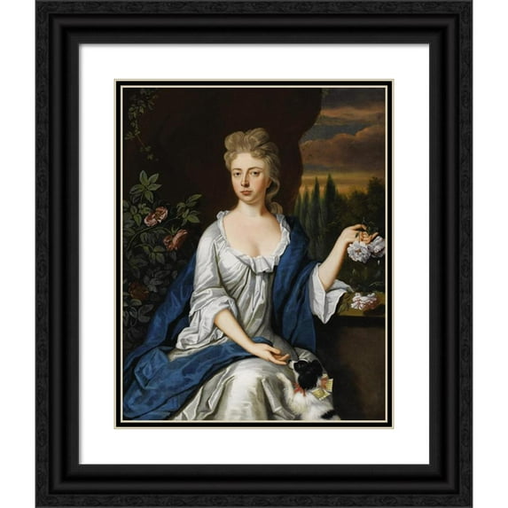 Benjamin Ferrers 20x24 Black Ornate Framed Double Matted Museum Art Print Titled: Lady Hockley (circa 1710)