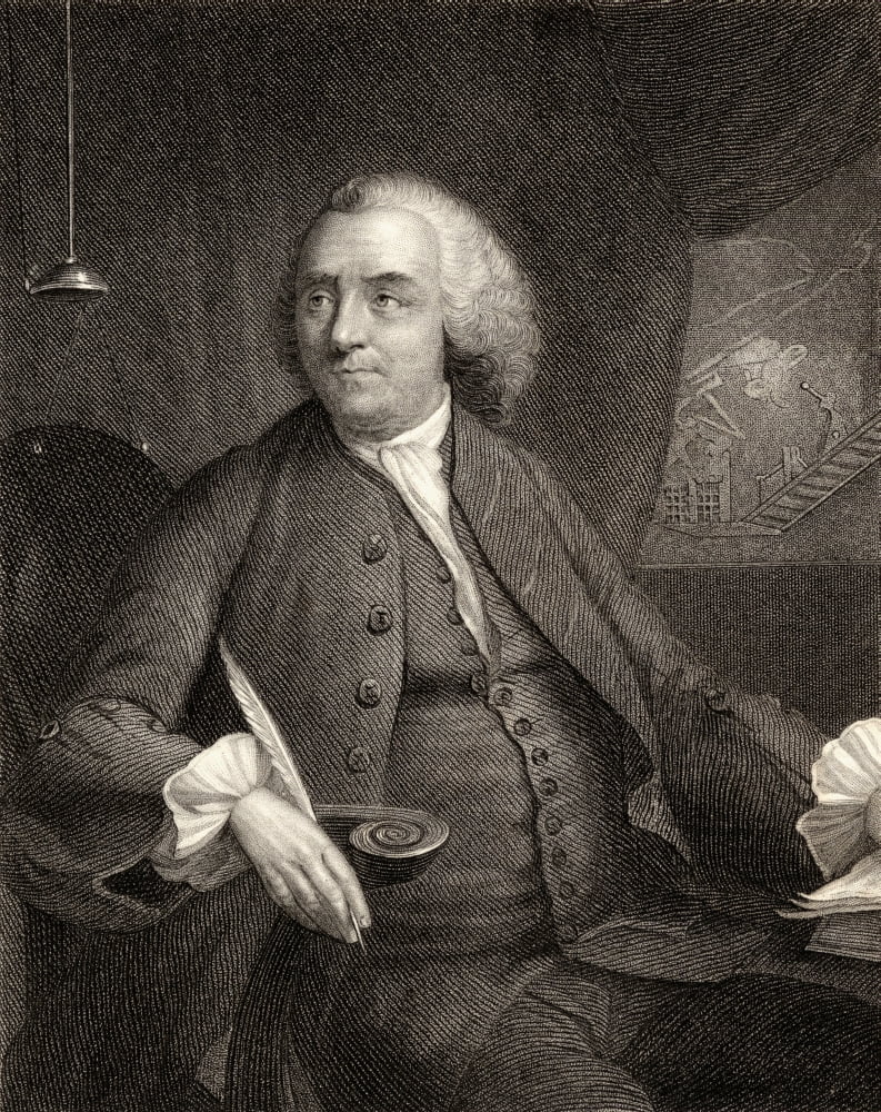 Benjamin Franklin 1706-1790 American Statesman From A Drawing By M Chamberlin Engraved By S Freeman Canvas Art - Ken Welsh Design Pics (13 x 17)