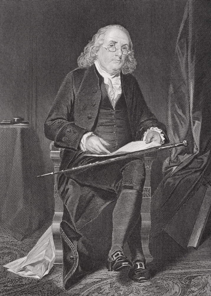 Benjamin Franklin 1706-1790 American Statesman Philosopher Scientist Inventor And Publisher From Painting By Alonzo Chappel Canvas Art - Ken Welsh Design Pics (24 x 32)