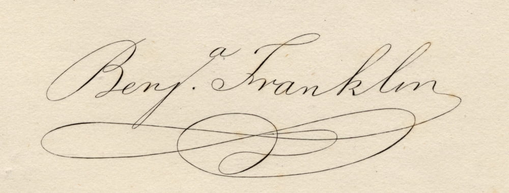 Benjamin Franklin 1706-1790 Signature American Statesman Canvas Art - Ken Welsh Design Pics (24 x 9)