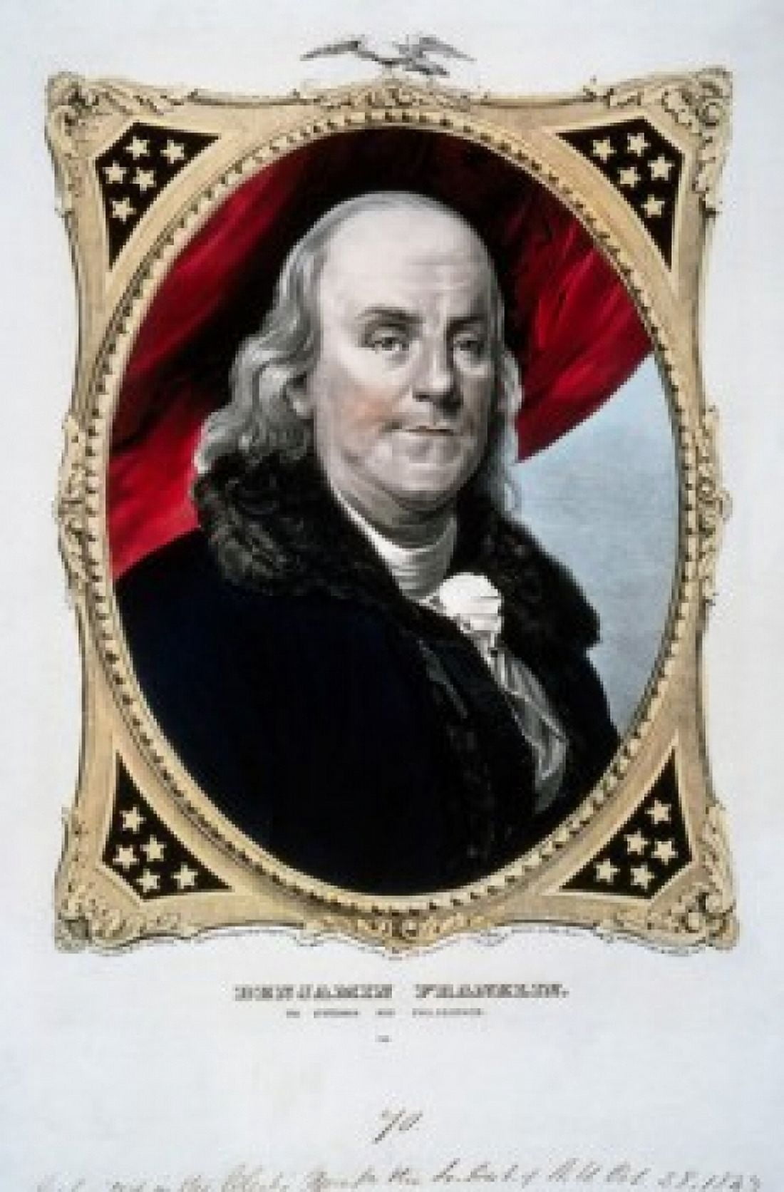 Benjamin Franklin 1847 Currier & Ives (Active 1857-1907American) Color Lithograph Library of Congress Washington DC USA Canvas Art - Currier & Ives (18 x 24)