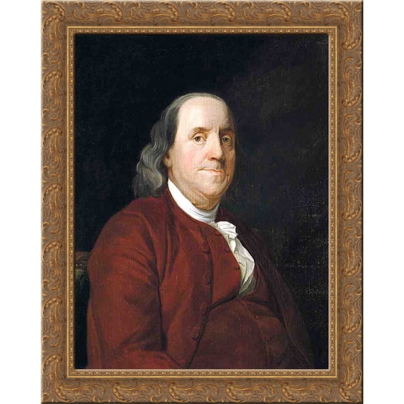 Benjamin Franklin 24x20 Gold Ornate Wood Framed Canvas Art by Joseph Wright