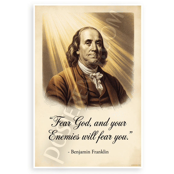 Benjamin Franklin "Fear God and Your Enemies Will Fear You" Inspirational 12x18 US Made Poster