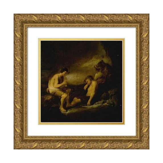 Benjamin Gerritsz. Cuyp 12x12 Gold Ornate Wood Frame and Double Matted Museum Art Print Titled - Argus, Mercury and Io