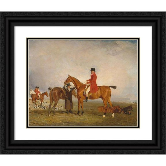 Benjamin Marshall 24x20 Black Ornate Framed Double Matted Museum Art Print Titled: George, Marquess of Huntly (Later 5th Duke of Gordon), on Tiny (1806 - 1807)