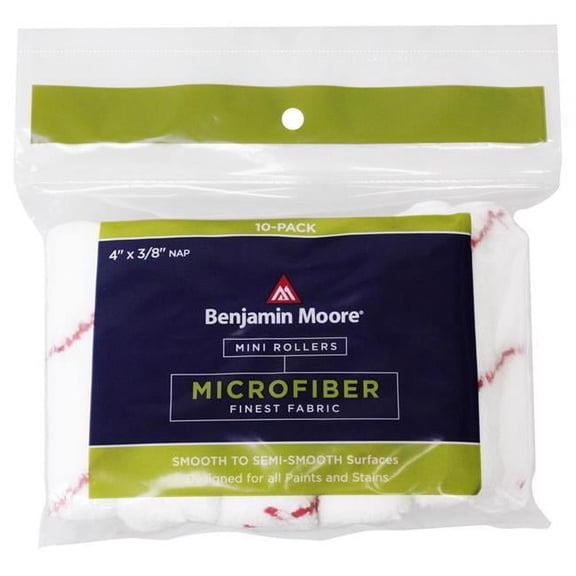Benjamin Moore 1024572 4 x 0.37 in. Microfiber Mini Roller, Red & White - 10 Per Pack - Pack of 12