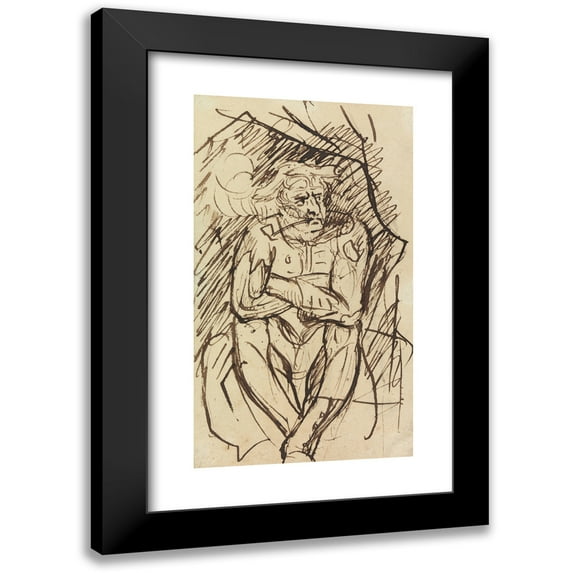 Benjamin Robert Haydon 10x14 Black Modern Framed Museum Art Print Titled - Study of a Seated Man, Smoking a Pipe