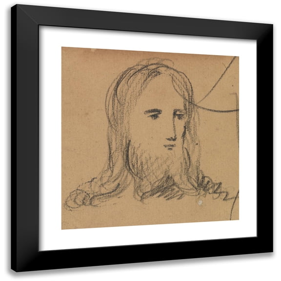 Benjamin Robert Haydon 12x12 Black Modern Framed Museum Art Print Titled - Study of the Face of Jesus (1814 to 1820)