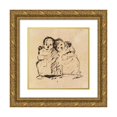 thumbnail image 1 of Benjamin Robert Haydon 12x12 Gold Ornate Wood Frame and Double Matted Museum Art Print Titled - Study of Two Children, 1 of 4