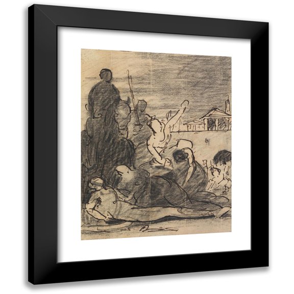 Benjamin Robert Haydon 12x14 Black Modern Framed Museum Art Print Titled - Study of a Military Scene (1805)