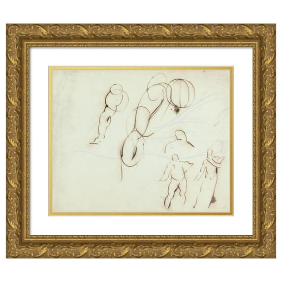Benjamin Robert Haydon 14x12 Gold Ornate Wood Frame and Double Matted Museum Art Print Titled - Figure Studies.