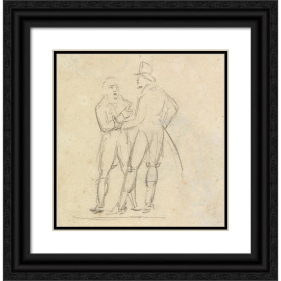 Benjamin Robert Haydon 15x15 Black Ornate Wood Framed Double Matted Museum Art Print Titled - Study of Two Men Standing, While in Conversation