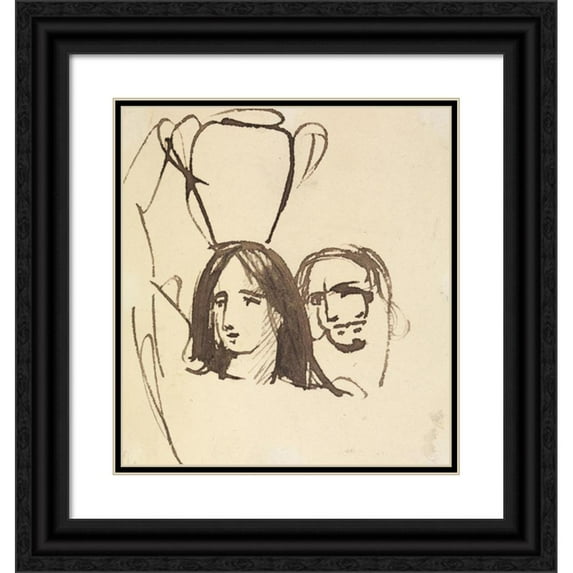 Benjamin Robert Haydon 15x16 Black Ornate Wood Framed Double Matted Museum Art Print Titled - Study For, Christ's Entry into Jerusalem. (1810 to 1820)