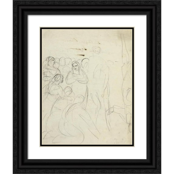 Benjamin Robert Haydon 15x18 Black Ornate Wood Framed Double Matted Museum Art Print Titled - Study for a Gathering of People