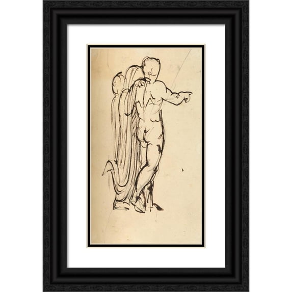 Benjamin Robert Haydon 15x24 Black Ornate Framed Double Matted Museum Art Print Titled: Study of a Group of Standing Figures