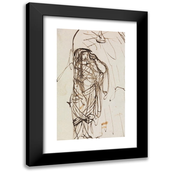 Benjamin Robert Haydon 16x24 Black Modern Framed Museum Art Print Titled - Study of the Resurrection of Lazarus.