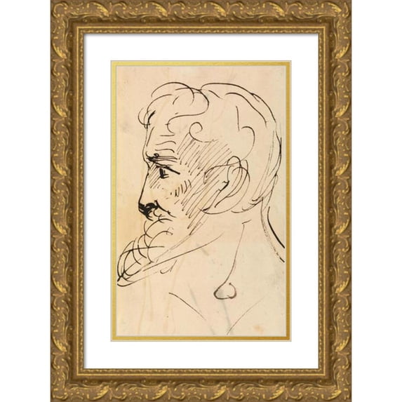 Benjamin Robert Haydon 17x24 Gold Ornate Framed and Double Matted Museum Art Print Titled - Portrait Study, of a Man's Profile