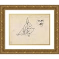 thumbnail image 1 of Benjamin Robert Haydon 18x14 Gold Ornate Wood Frame and Double Matted Museum Art Print Titled - Study of a Seated Man, Wearing a Pointed Hat (1803), 1 of 4