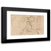 Benjamin Robert Haydon 24x17 Black Modern Framed Museum Art Print Titled - Figure Study of Women in Various Sitting and Standing Poses