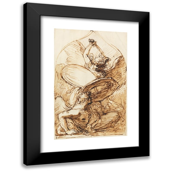 Benjamin West 11x14 Black Modern Framed Museum Art Print Titled - St. Michael and Lucifer