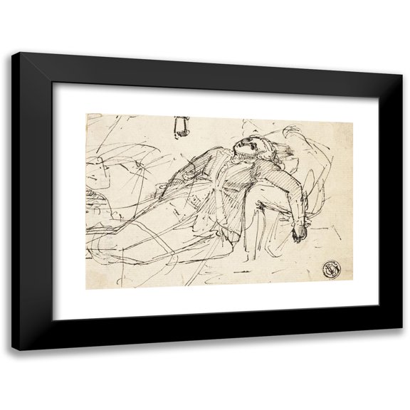 Benjamin West 14x11 Black Modern Framed Museum Art Print Titled - The Death of General Wolfe