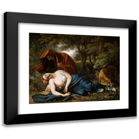Benjamin West 14x12 Black Modern Framed Museum Art Print Titled - The Death of Procris (1770)