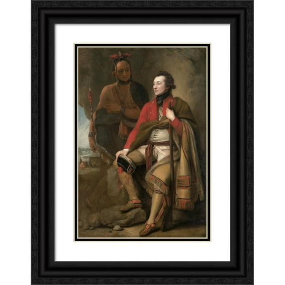 Benjamin West 14x18 Black Ornate Wood Framed Double Matted Museum Art Print Titled - Colonel Guy Johnson and Karonghyontye (Captain David Hill) (1776)