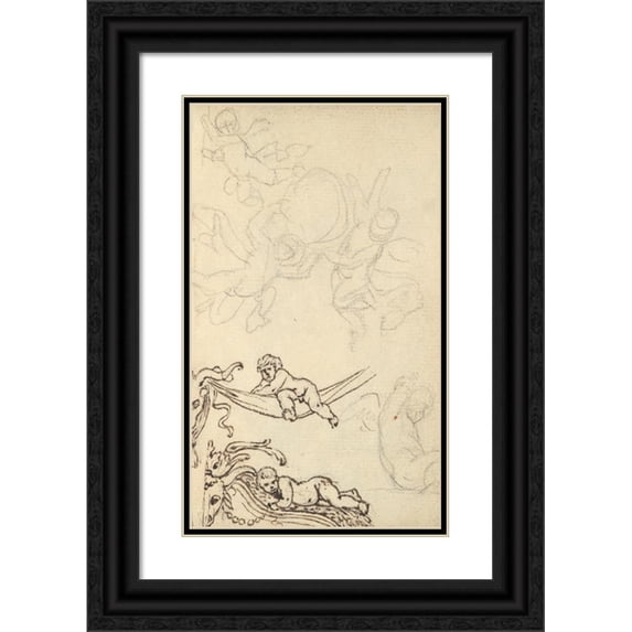Benjamin West 16x24 Black Ornate Framed Double Matted Museum Art Print Titled: Study of a Vase