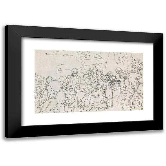 Benjamin West 24x16 Black Modern Framed Museum Art Print Titled - Study for the Death of a Knight