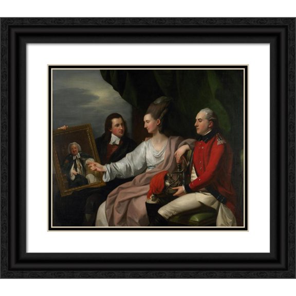 Benjamin West 24x20 Black Ornate Framed Double Matted Museum Art Print Titled: Portrait Group of the Drummond Family (1776)