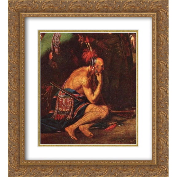 Benjamin West 2x Matted 20x22 Gold Ornate Framed Art Print 'The Death of General Wolfe (detail)'