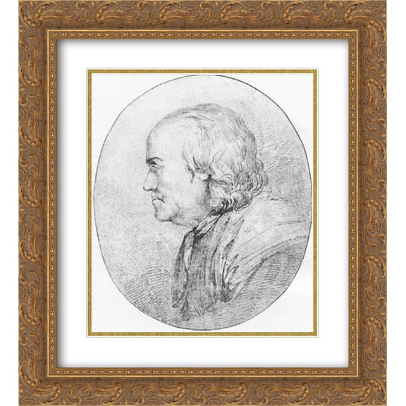 Benjamin West 2x Matted 20x24 Gold Ornate Framed Art Print 'Benjamin Franklin'