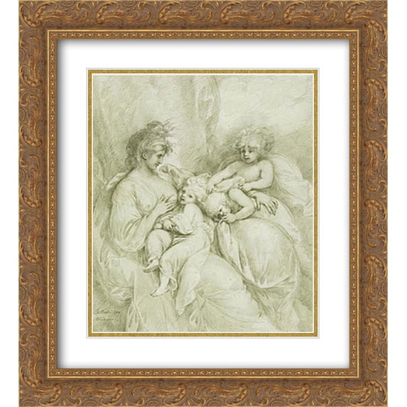 Benjamin West 2x Matted 20x24 Gold Ornate Framed Art Print 'Maternity'