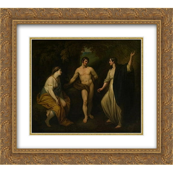 Benjamin West 2x Matted 22x20 Gold Ornate Framed Art Print 'Choice of Hercules between Virtue and Pleasure'