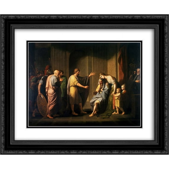 Benjamin West 2x Matted 24x20 Black Ornate Framed Art Print 'Cleombrotus Ordered into Banishment by Leonidas II, King of Sparta '