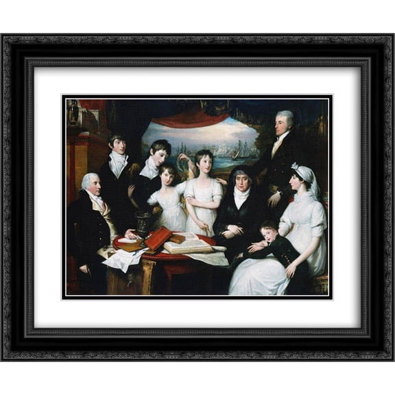 Benjamin West 2x Matted 24x20 Black Ornate Framed Art Print 'The Hope Family of Sydenham Kent'