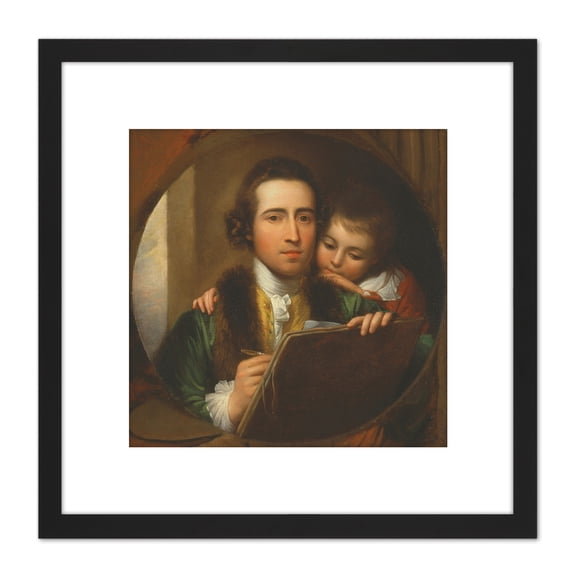 Benjamin West Artist Son Raphael Painting 8X8 Inch Square Wooden Framed Wall Art Print Picture with Mount