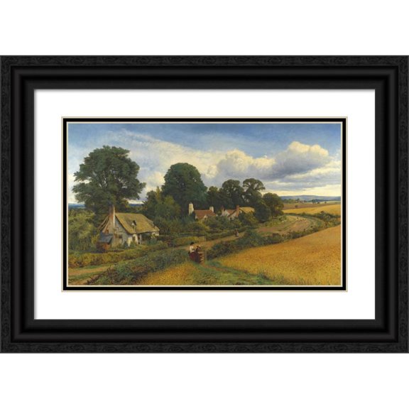 Benjamin Williams Leader 24x16 Black Ornate Framed Double Matted Museum Art Print Titled: The Cottage Homes of England (1862)