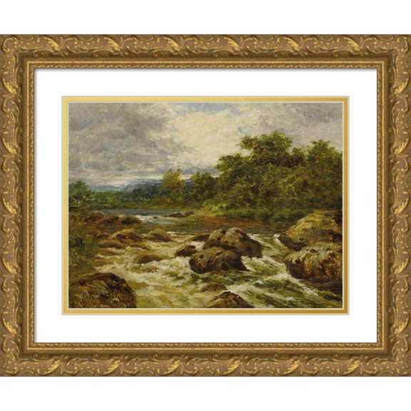 Benjamin Williams Leader 24x19 Gold Ornate Framed and Double Matted Museum Art Print Titled - A View on the Lamar