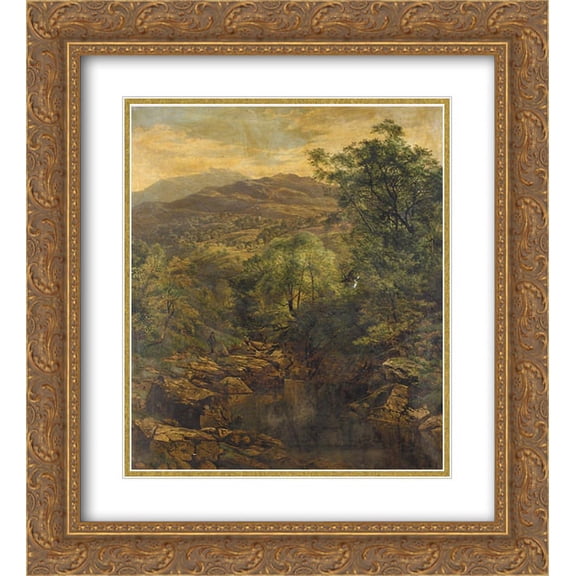 Benjamin Williams Leader 2x Matted 20x24 Gold Ornate Framed Art Print 'A Quiet Pool in Glenfalloch'
